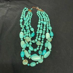 Lovely turquoise five strand beaded necklace